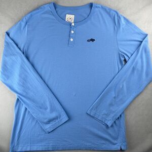 Marc Jacobs Shirt Mens M Blue Long Sleeve Henley Button Up Soft Cotton Rat Logo‎
